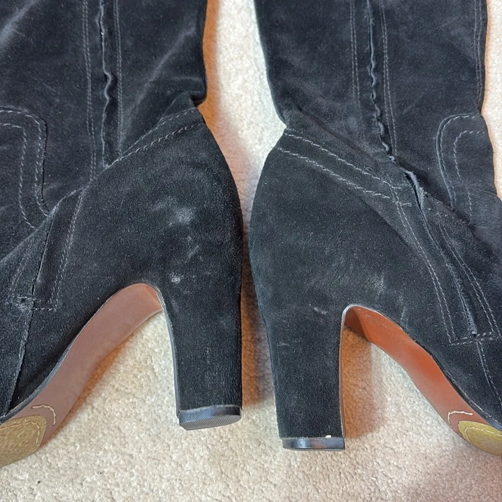 🧤 Sam Edelman, black suede knee-high Sutton boots: